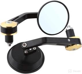 img 4 attached to 🔍 Motorcycle Handlebar Bar End Mirrors 7/8" Rear View Anti-Glare, Pair - Universal Round Side Mirrors for Motorcycle Motorbike Scooter (Gold)