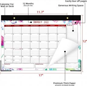 img 2 attached to Desk Calendar 2022 - 12 Monthly Wall Calendar 17”X 12” Large Desk Calendar, Monthly Desk Planner With Corner Protectors, Thick Paper Desktop Calendar With Large Ruled Blocks
