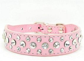 img 3 attached to 🐾 Stylish haoyueer Bling Rhinestone PU Leather Crystal Diamond Collar for Dogs and Cats - Black - Sizes S M L XL - Available in Pink XL too