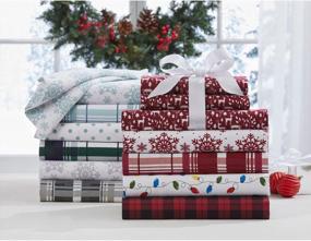 img 2 attached to King Size Cranberry Red Reindeer Flannel Cotton Sheet Set - BrylaneHome
