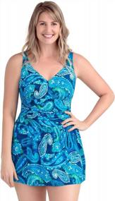 img 4 attached to Flattering Plus Size Swimdress With Tummy Control - PERONA Women'S Printed Skirt Swimsuit
