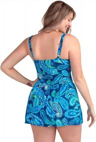 img 3 attached to Flattering Plus Size Swimdress With Tummy Control - PERONA Women'S Printed Skirt Swimsuit