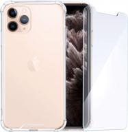 roocase iphone 11 pro, plexis slim and lightweight clear tpu pc case with reinforced tempered glass screen protectors logo