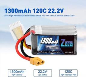 img 3 attached to Батарея Zeee 6S Lipo 1300 мАч 22,2 В 120C с разъемом XT60 Мягкий чехол для радиоуправляемой батареи для FPV Drone Quadcopter Вертолет Самолет Радиоуправляемая лодка Гоночные модели (2 упаковки)