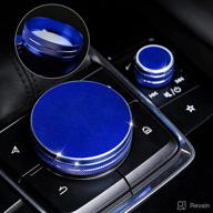 🔵 anfokas 2pcs mazda 3 cx-30 car volume button knob cover - blue logo