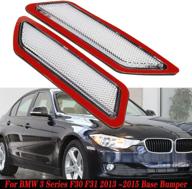 kyyet compatible with bmw f30 f31 2012 2013 2014 2015 3-series front bumper side marker reflector pair(clear lens) logo