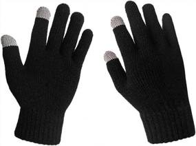 img 4 attached to LETHMIK Womens Solid Magic Knit Gloves Winter Wool Lined With Touchscreen Fingers