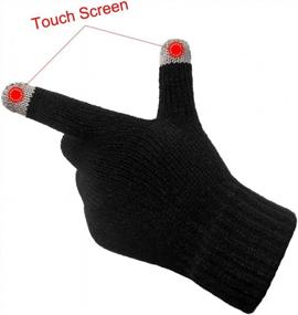 img 1 attached to LETHMIK Womens Solid Magic Knit Gloves Winter Wool Lined With Touchscreen Fingers