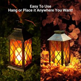 img 2 attached to OxyLED Retro Solar Lanterns - Waterproof Outdoor Decor With Flickering Flameless Candles And Hanging Handles For Garden, Patio, Yard, Table, Fence, And Porch - Pack Of 2, 12 Inches, MIssion Lights