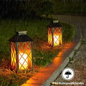 img 1 attached to OxyLED Retro Solar Lanterns - Waterproof Outdoor Decor With Flickering Flameless Candles And Hanging Handles For Garden, Patio, Yard, Table, Fence, And Porch - Pack Of 2, 12 Inches, MIssion Lights