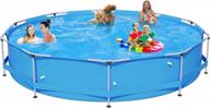 family size above ground swimming pool - 12ft x 30in metal frame, fits 6 people perfectly for summer fun, pump not included logo