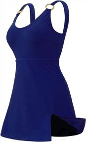 img 4 attached to Plus Size Women'S Swimsuits: AONTUS Tummy Control One Piece Dresses For Bathing!