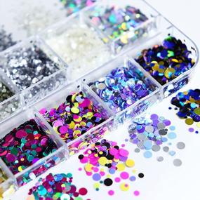 img 3 attached to 4 Boxes Nail Glitter Sequins Kit - Holographic Butterfly, Flower, Round & Heart Shapes For Women Girls Acrylic Nails Decoration Designs Accessories