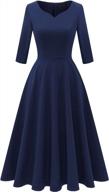 dresstells vintage tea dress: perfect cocktail fit flare dress for church with 3/4 sleeves logo