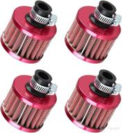 enhance engine performance with esupport 12mm mini red universal car motor cone cold clean air intake filter turbo vent breather pack of 4 logo