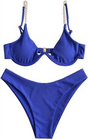 img 4 attached to Women'S V-Wired Underwire Push Up High Cut Bikini Set - ZAFUL Swimsuits For Summer Fun!