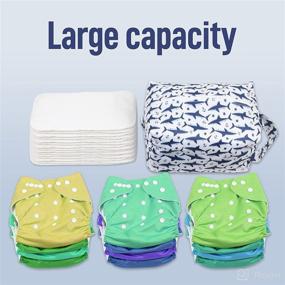 img 2 attached to 🐋 Pedobi 2 Packs Reusable Cloth Diaper Wet Dry Bags: Large Hanging Bags with Stroller Buttons | Waterproof Pod Cloth Diaper Bag for Diapers, Travel, Pool | Washable Wet Bag (Whale Design)