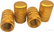 🔒 godeson golden knurling style tire valve caps - 4 pcs/set, aluminum caps for 8v1 us schrader valve, dustproof design логотип