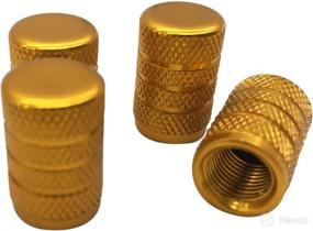 img 2 attached to 🔒 GODESON Golden Knurling Style Tire Valve Caps - 4 Pcs/Set, Aluminum Caps for 8V1 US Schrader Valve, Dustproof Design