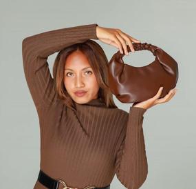 img 2 attached to Cute Hobo Tote Bag For Women: Soft Ruched Leather Top Handle Clutch Purse For Work - Earnda