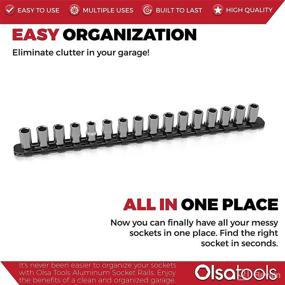 img 3 attached to 🔧 Olsa Tools 1/2-Inch Drive Aluminum Socket Organizer: Locking End Caps, Professional Quality Holder (BLACK)