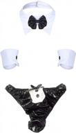 men's 4pcs naughty tuxedo bow tie collar briefs handcuffs costume outfit gift - oludkeph, black, free size logo
