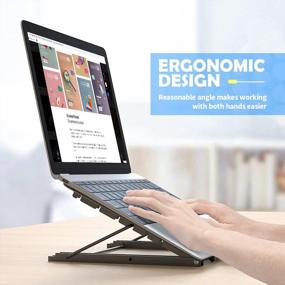 img 3 attached to 💻 Black2 Laptop Tablet Stand: Foldable, Portable & Ventilated Holder for Ergonomic Cooling