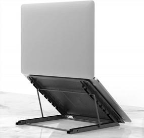 img 4 attached to 💻 Black2 Laptop Tablet Stand: Foldable, Portable & Ventilated Holder for Ergonomic Cooling