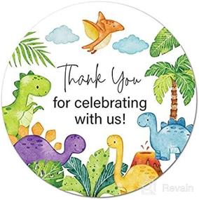 img 3 attached to 🦕 Adorable 2" Round Dinosaur Thank You Favor Stickers - Set of 40 for Birthday and Baby Shower (Watercolor Delight)