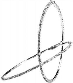 img 4 attached to Серьги-кольца со сверкающими кристаллами и стразами для невест