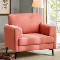 набор из 1 стула с акцентом из льняной ткани, крупногабаритное современное мягкое кресло середины века для гостиной, спальни, дивана для чтения, стулья - красный арбуз логотип