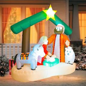 img 2 attached to Outdoor Christmas Decorations Inflatable Nativity Scene Set 5.5 FT Length X 5.5 FT Height, Lighted Blow Up Indoor Home Yard Clearance