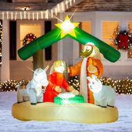 outdoor christmas decorations inflatable nativity scene set 5.5 ft length x 5.5 ft height, lighted blow up indoor home yard clearance logo