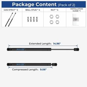 img 1 attached to 15 Inch 300 N/67 LB Gas Prop Shocks Lift Support Struts 15" For Camper Shell TV Cabinet Floor Hatch RV Bed Bench Lid Heavy-Duty Toolbox Lid Boat Hatch (Suitable Weight: 55-75Lbs ), Pack Of 2
