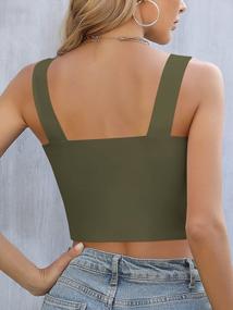 img 3 attached to Missufe Women'S Sleeveless Strappy Square Neck Basic Casual Crop Tank Tops