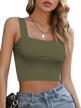 missufe women's sleeveless strappy square neck basic casual crop tank tops logo