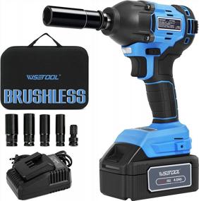 img 4 attached to WISETOOL 20V Cordless Impact Wrench With 4000MAh Li-Ion Battery,Electric Power Impact Wrench 1/2 Inch,Brushless Motor,Max Torque 260 Ft-Lbs (350N.M),5Pcs Impact Sockets And Tool Bag