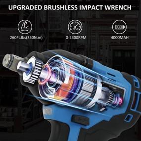 img 3 attached to WISETOOL 20V Cordless Impact Wrench With 4000MAh Li-Ion Battery,Electric Power Impact Wrench 1/2 Inch,Brushless Motor,Max Torque 260 Ft-Lbs (350N.M),5Pcs Impact Sockets And Tool Bag