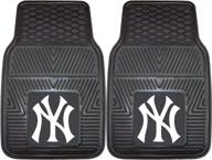 new york yankees 2-piece heavy duty vinyl car mat set by fanmats - front row floor mats, all-weather protection, universal fit, deep reservoir design логотип