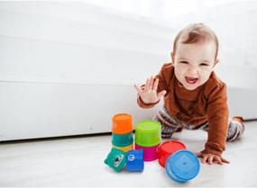 img 1 attached to Kidsthrill ABC Numbers Stacking Nesting Cups Baby Building Set, 9 шт.-разноцветные для внутренней и наружной ванны, пляжная забавная игрушка