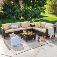 transform your outdoor space with flamaker 7-piece wicker furniture set including sofas, glass table & cozy cushions logo