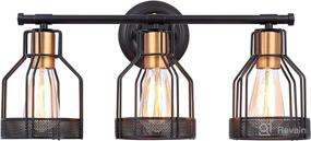 img 4 attached to 🚿 Pauwer Industrial Bathroom Vanity Light: 3-Light Farmhouse Metal Cage Wall Sconce for Vintage Edison Lighting in Black – Perfect for Bathroom Vanity Mirrors and Cabinets