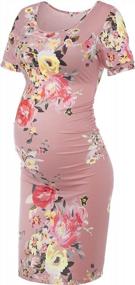 img 4 attached to Stylish Maternity Bodycon Dress With Ruched Sides And Floral Accents For Casual Wear And Baby Showers - MUSIDORA Collection