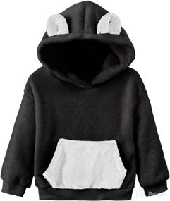 img 4 attached to 🧥 Sherpa Fuzzy Hoodies with Pocket and Ear for Toddler Girls and Boys - Cute Pullover Fleece Sweatshirts Tops for Little Kids