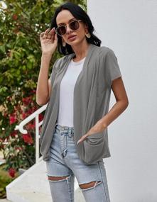 img 1 attached to Women'S Summer Lightweight Sheer Cardigans Short Sleeve Open Front Drape Blouses Tops