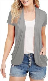 img 4 attached to Women'S Summer Lightweight Sheer Cardigans Short Sleeve Open Front Drape Blouses Tops
