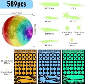 img 3 attached to 589pcs Glowing Moon and Stars Wall Sticker – Colorful Moon Wall Decals for Kids Bedroom – Glow in The Dark Yellow Green Blue Star Meteor Wall Decor – Playful Ceiling and Wall Decoration for Boys and Babies