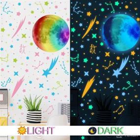 img 2 attached to 589pcs Glowing Moon and Stars Wall Sticker – Colorful Moon Wall Decals for Kids Bedroom – Glow in The Dark Yellow Green Blue Star Meteor Wall Decor – Playful Ceiling and Wall Decoration for Boys and Babies