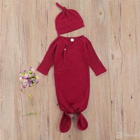 img 3 attached to 👶 Organic Cotton Newborn Baby Nightgowns - Knotted Sleeping Bag with Hat for Unisex Girl Boy Coming Home Outfit