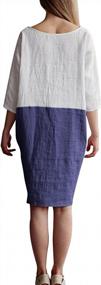 img 3 attached to Women'S Oversized 3/4 Sleeve Two Tone T Shirt Dress W/ Pockets - Famulily